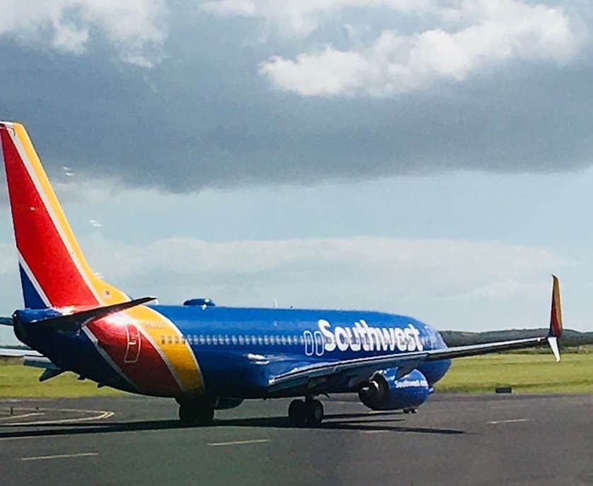 Southwest airlines airplane on runway at airport