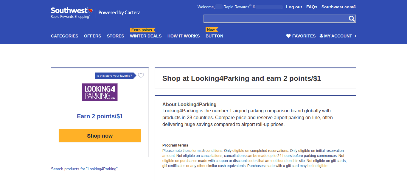 Looking4Parking - Southwest Rapid Rewards Shopping