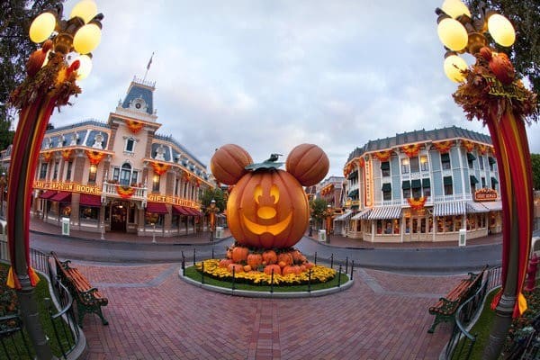 Jack-o-lantern shaped like Mickey Mouse in Disneyland