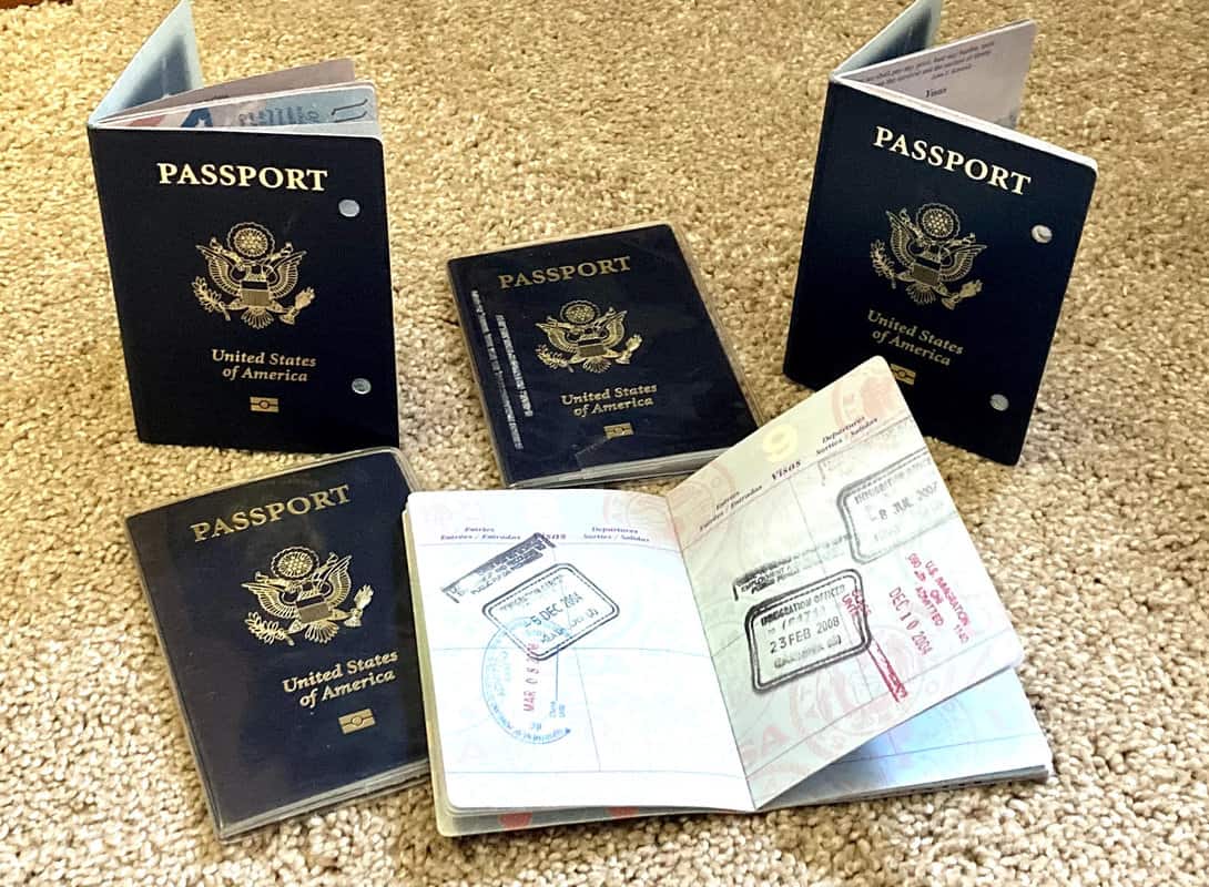 passports with a lot of stamps inside