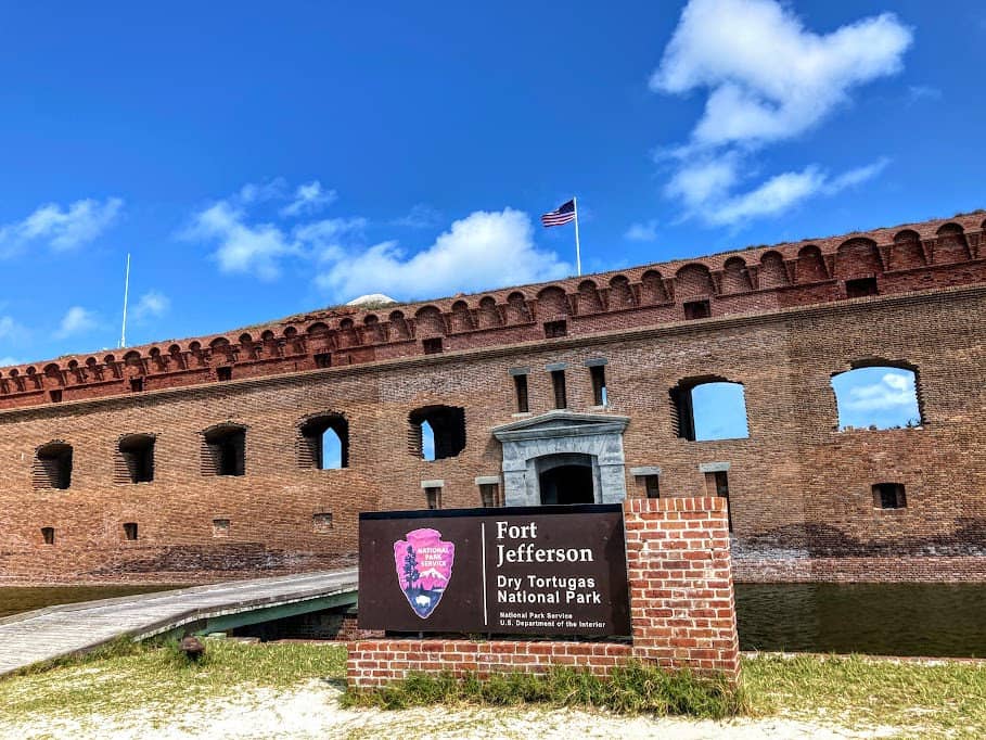 Sign at entrance of Fort Jefferson Dry Tortugas National Park