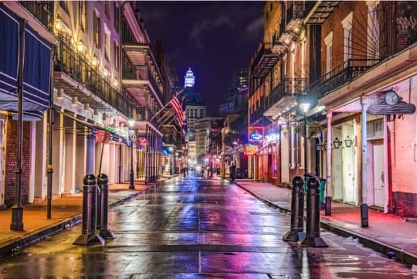 A street in new orleans at night.